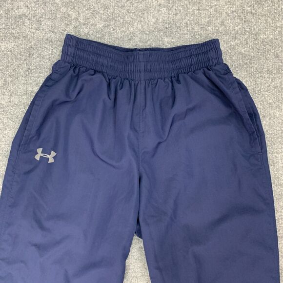 Under Armour Sweatpants Men S Small Navy Blue Zip Ankle Elastic Waist Drawstring - Picture 3 of 14